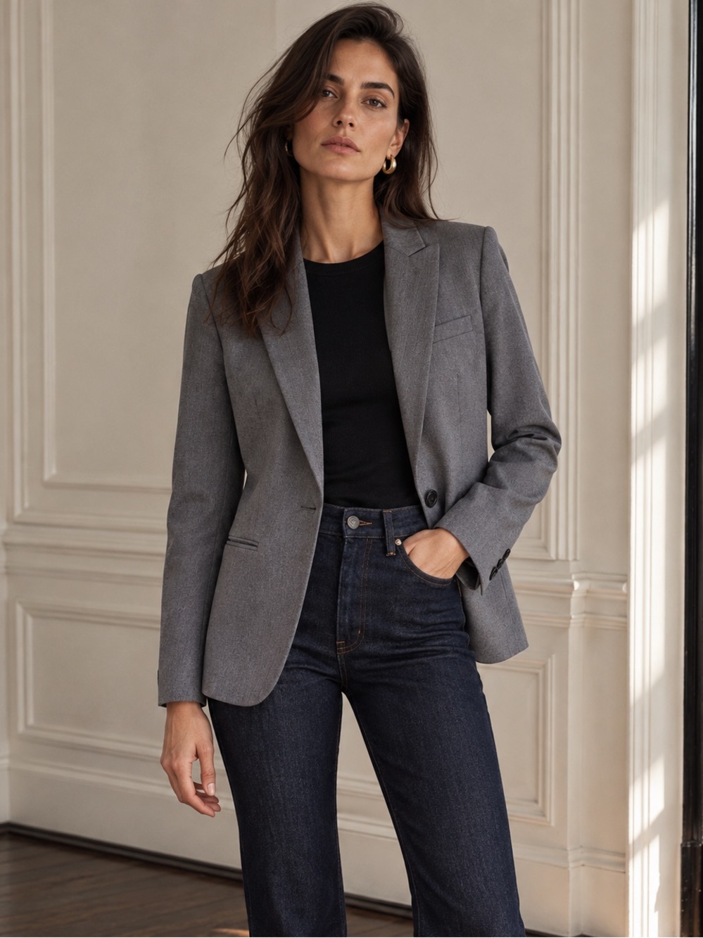 Banana Republic Tailored Single Button Blazer Soft Gray Size 8